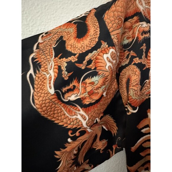 JAPANESE KIMONO Black Orange Dragons Unbelted Size 34 Men Small Women XL - Picture 3 of 6